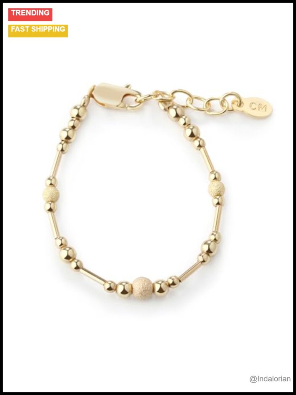 14K Gold-Plated 925 Sterling Silver Link Bracelet Adjustable 7-7.5"